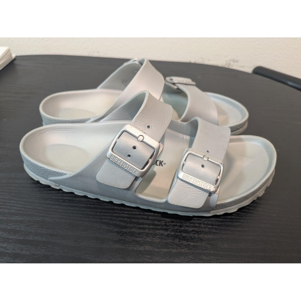 Birkenstock Arizona EVA Sandals Womens Size 8 Silver Slide Germany Waterproof - Picture 2 of 8